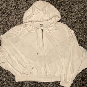 Victoria’s Secret Pink white oversized cropped hoodie
